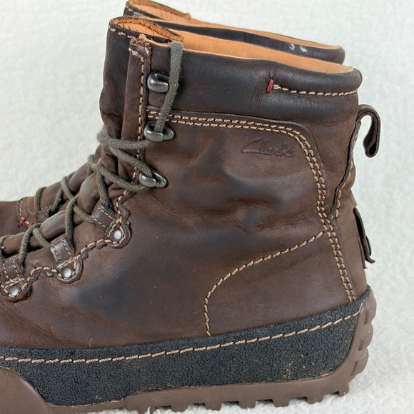 Clarks Mens 9M Hiking Boots Dark Brown Leather Lace Up High Top Trail Shoes main image 7